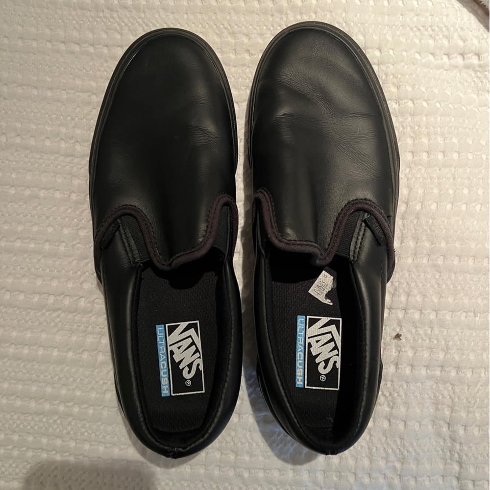 Vans Black Leather Slip-On ComfyCush